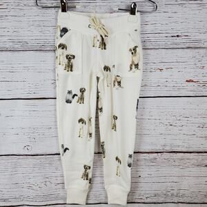 Justice Active Joggers Elastic Drawstring Waist Girl 6 Cream All Over Dog Print